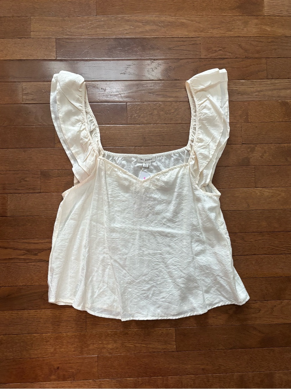 Blu Pepper Cream Ruffle Sleeve Tank